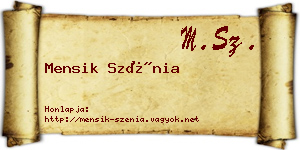Mensik Szénia névjegykártya